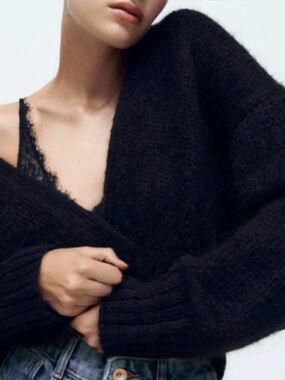 Zara Black Mohair Cardigan Size S